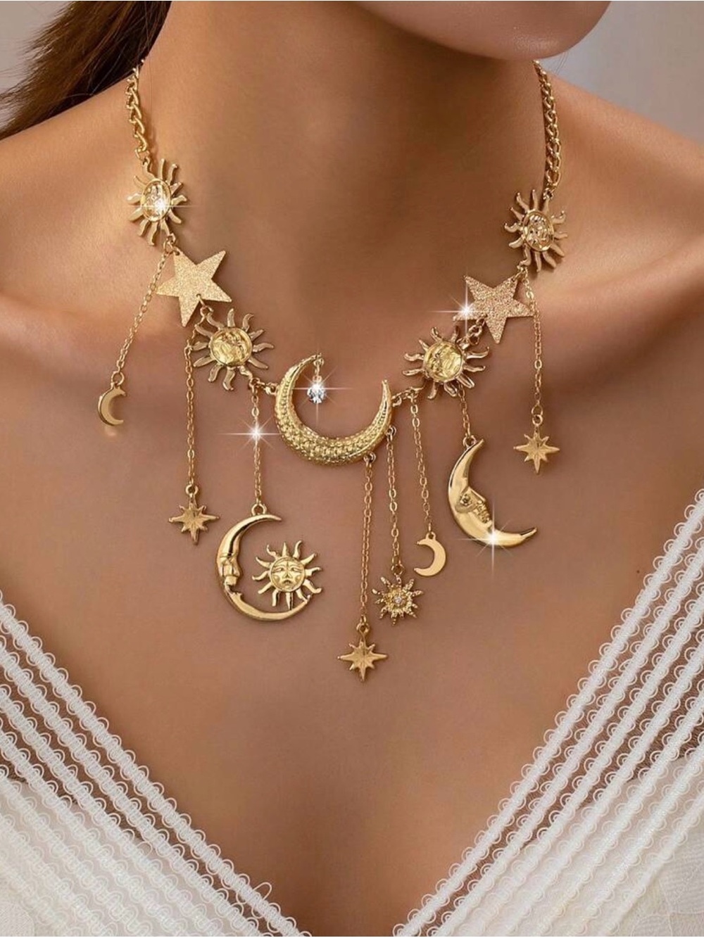 Gold Celestial Moon & Star Necklace